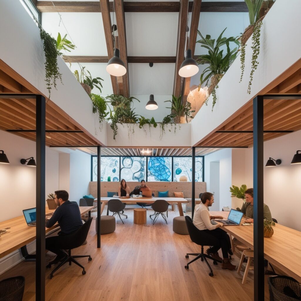 Sala de coworking neuroarquitectura neurointeriorismo